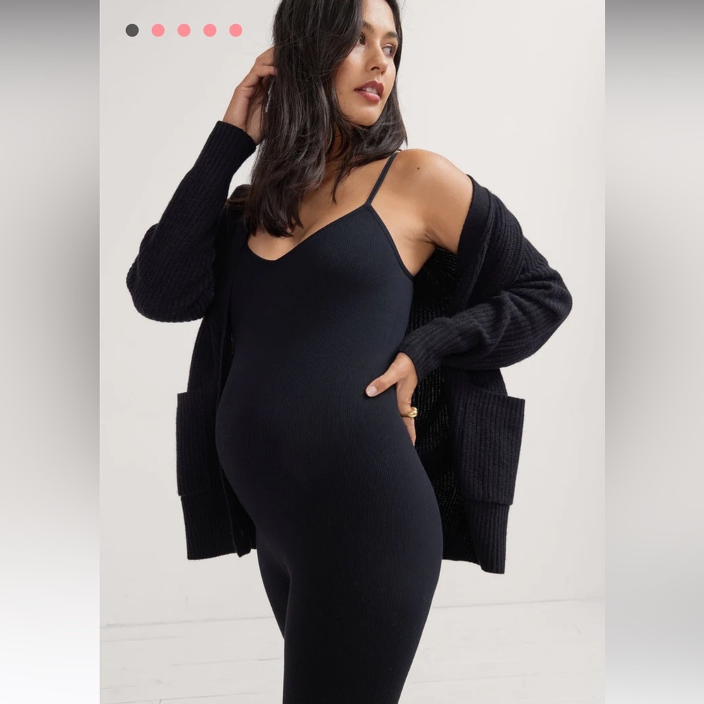 HATCH Maternity Black Ribbed Jumpsuit